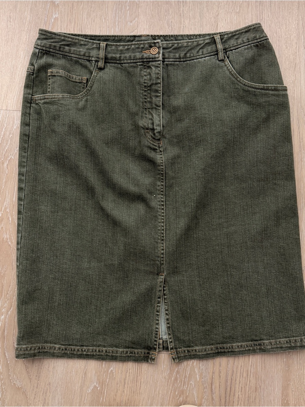 Doncaster Sport deep olive green denim skirt
